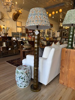 Brown Bamboo Jade Floor Lamp with Pleated Shade