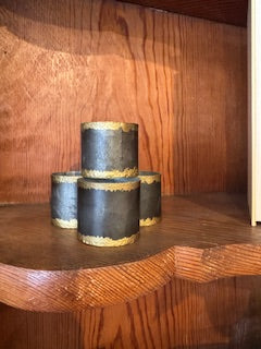 Gold Rim Galvanized Napkin Ring: Graphite