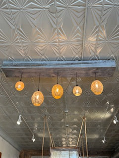 Faux Beam Light with Rattan Shades