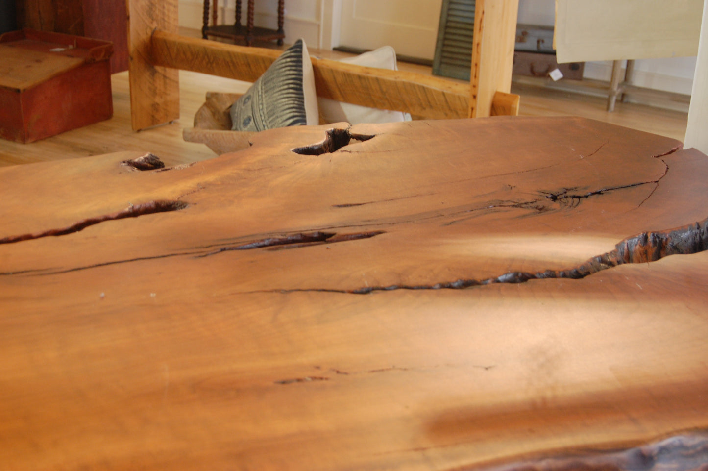 Cherry Live Edge Slab with Industrial Machinery Base