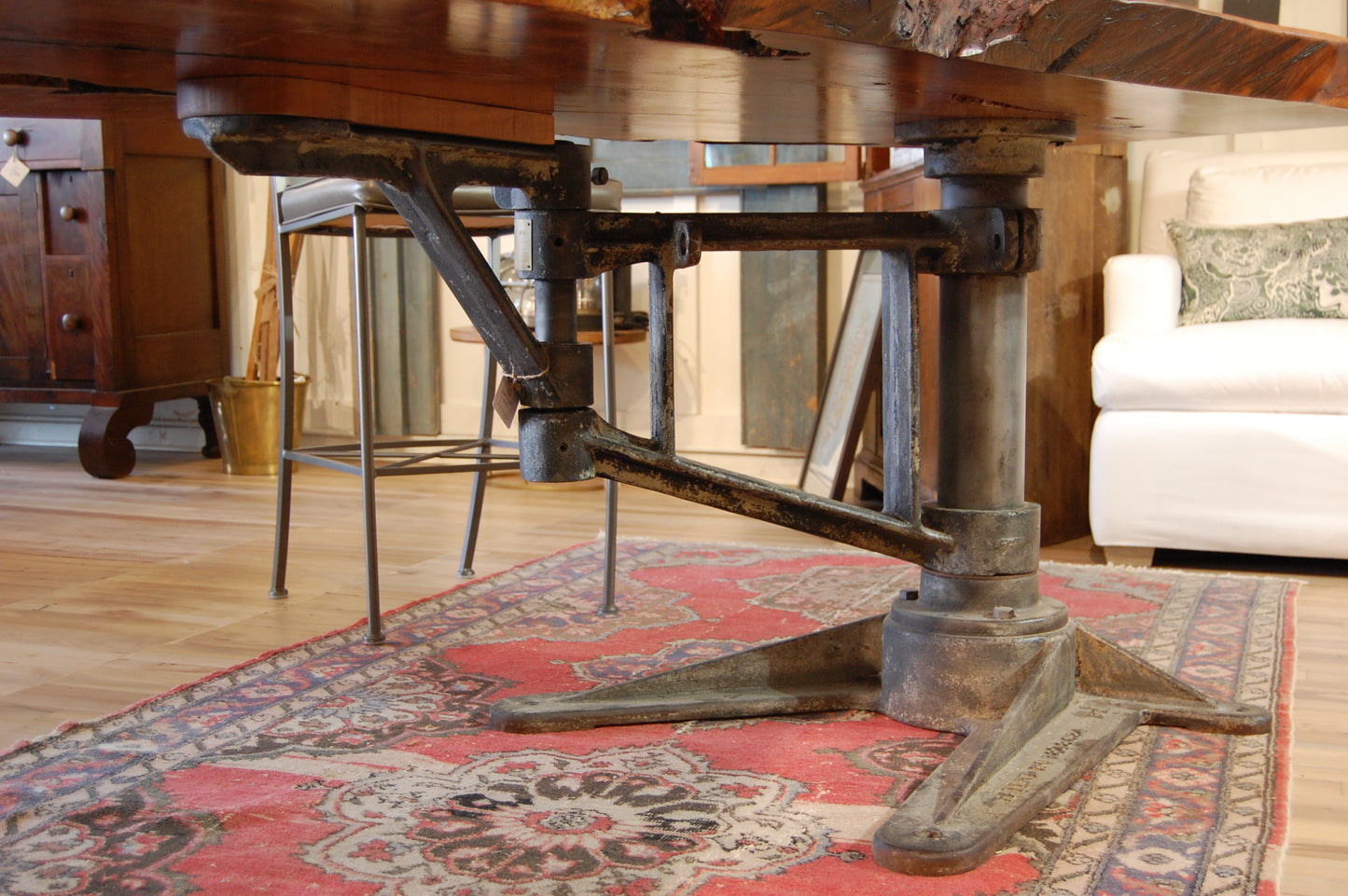 Cherry Live Edge Slab with Industrial Machinery Base