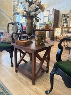 Walnut Cross Board End Table
